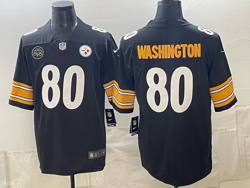 2026 Men Pittsburgh Steelers #80 Washionton Black Limited Nike NFL Jersey 100604